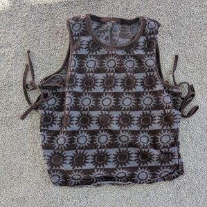 Free People Black and White Tie Front Sleeveless Tank Top